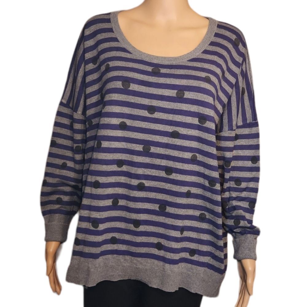 Lane Bryant Sweater Stripes Navy Blue Gray Womens Size 22 24